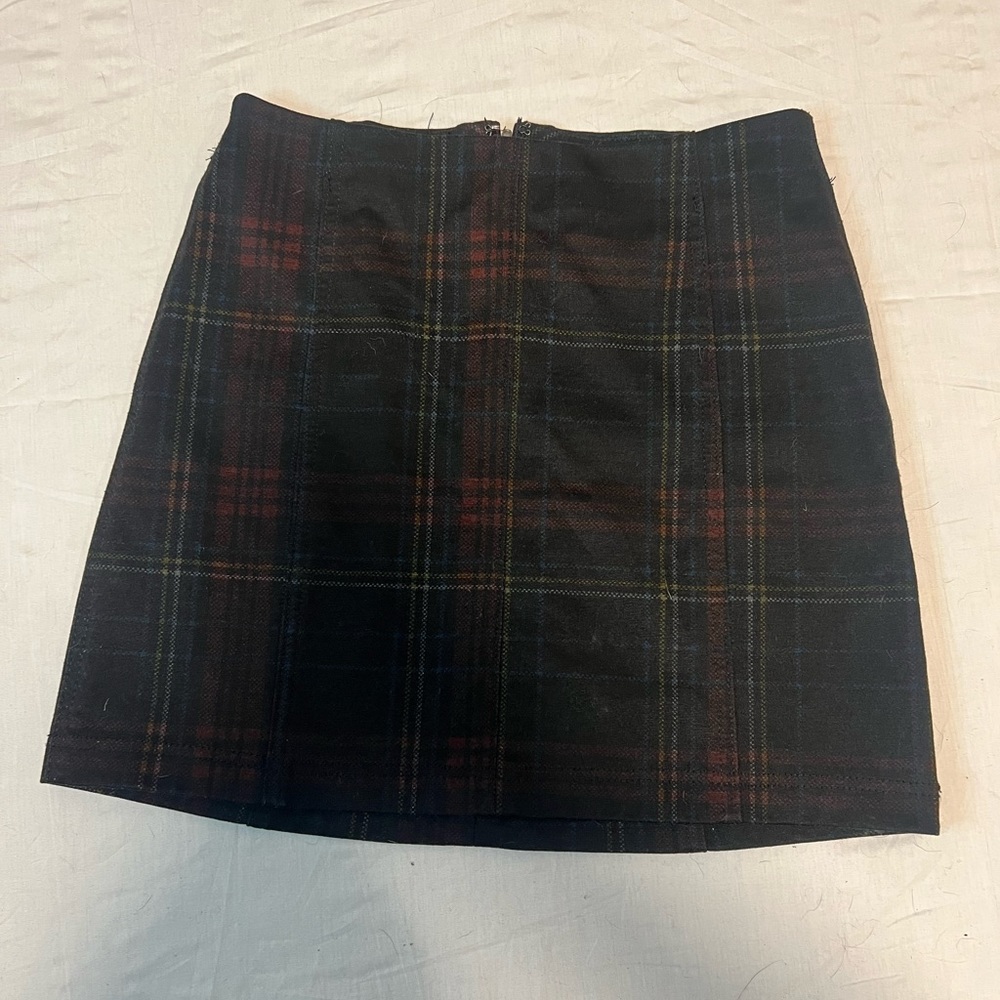 Plaid mini skirt.